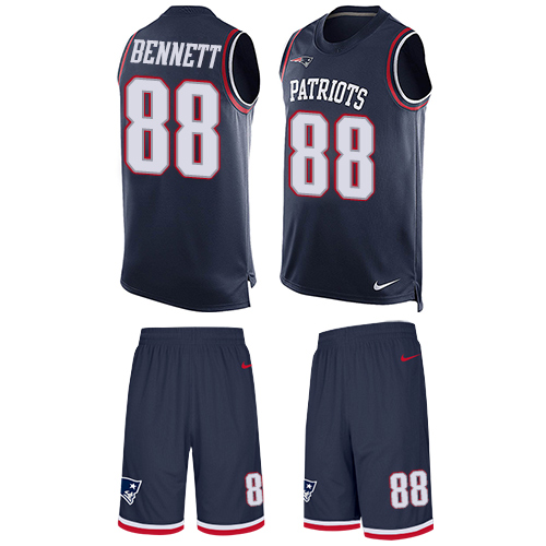 Men's Limited Martellus Bennett Nike Jersey Navy Blue - #88 Tank Top Suit NFL New England Patriots